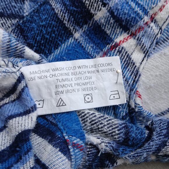 Canyon Guide Juneau Flannel Shirt 2X blue white plaid LS well worn warm soft - Picture 9 of 14